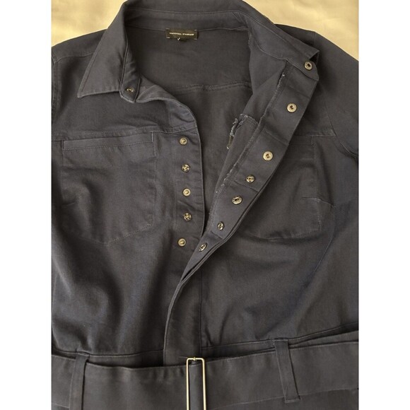UNIVERSAL STANDARD Navy Belted Stretch Cotton Twill Jumpsuit Women XS/10-12 - Picture 8 of 16